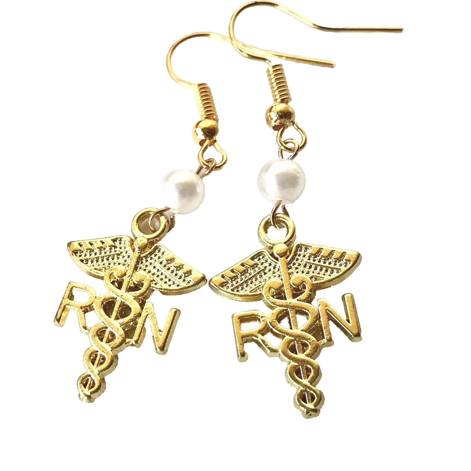 Authentic The Messenger's Embrace Caduceus Earrings In Golden Light