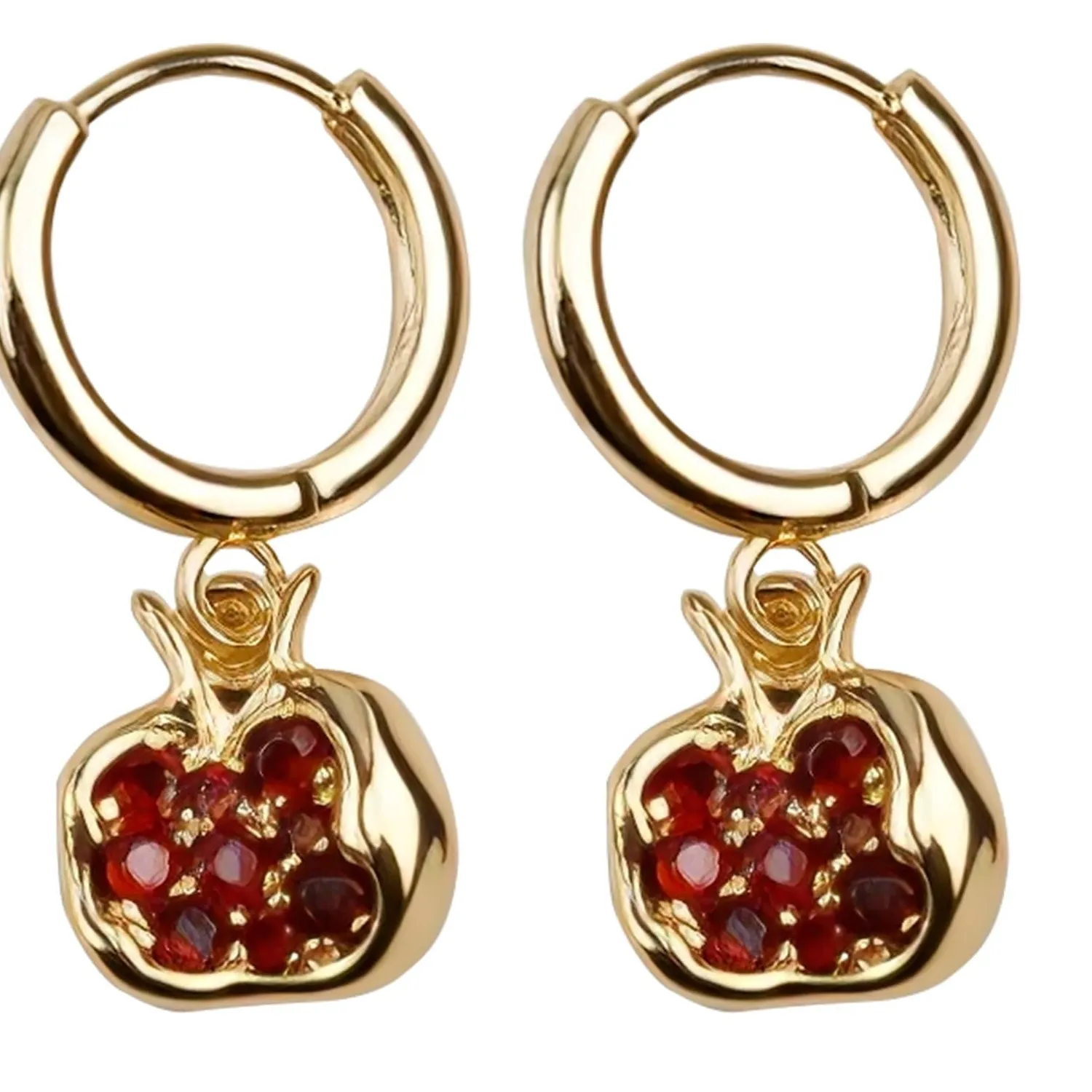 Authentic Radiant Pomegranate Harvest Gold Hoops