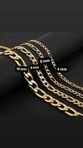 Authentic Golden Figaro Harmony Chain 14K Gold Plated Silver Talisman For All Sizes