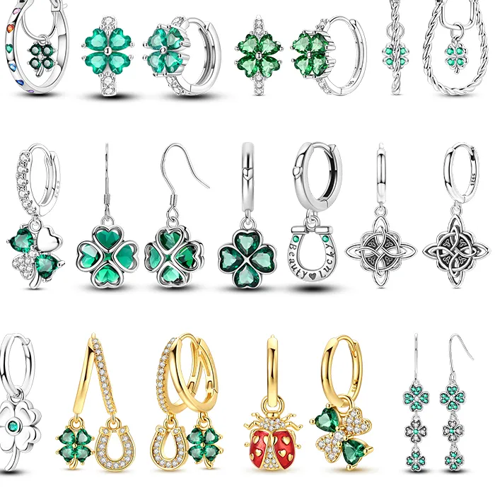 Authentic The Verdant Clover Hoop Earrings Of Eternal Fortune And Celtic Protection