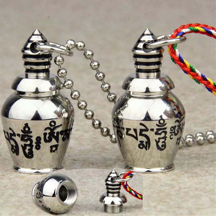 Authentic Openable Buddhism Faith Jewelry Sanskrit Mantra Stupas Amulet Pendant Necklace Ash Urn Jar Jewelry