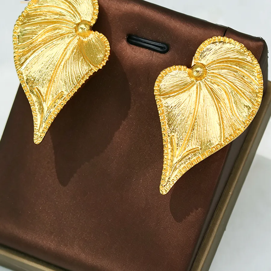 Authentic Gilded Botanical Talisman The Sacred Lily Leaf Earrings