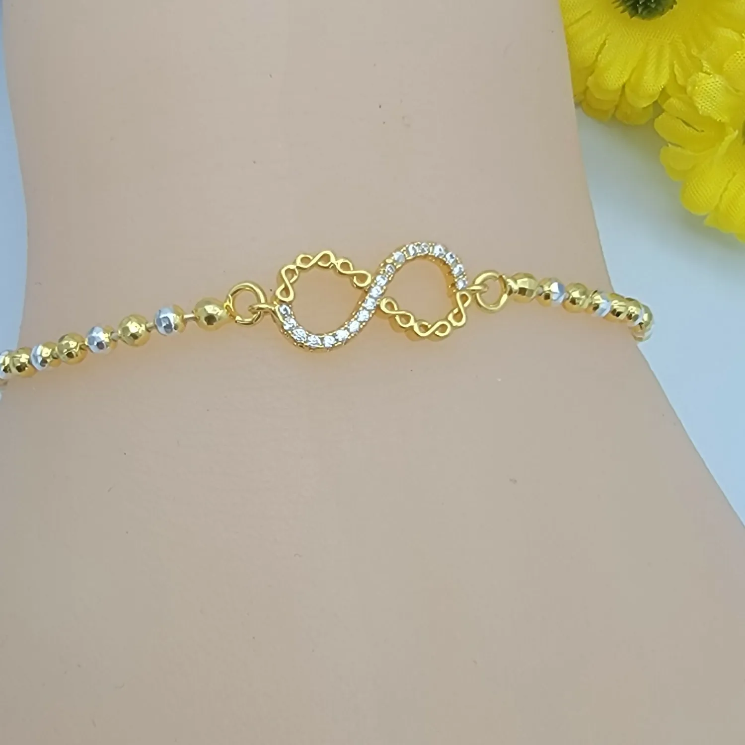 Authentic Talisman Of The Endless Journey Two- Tone Gold Plated Infinity Bracelet