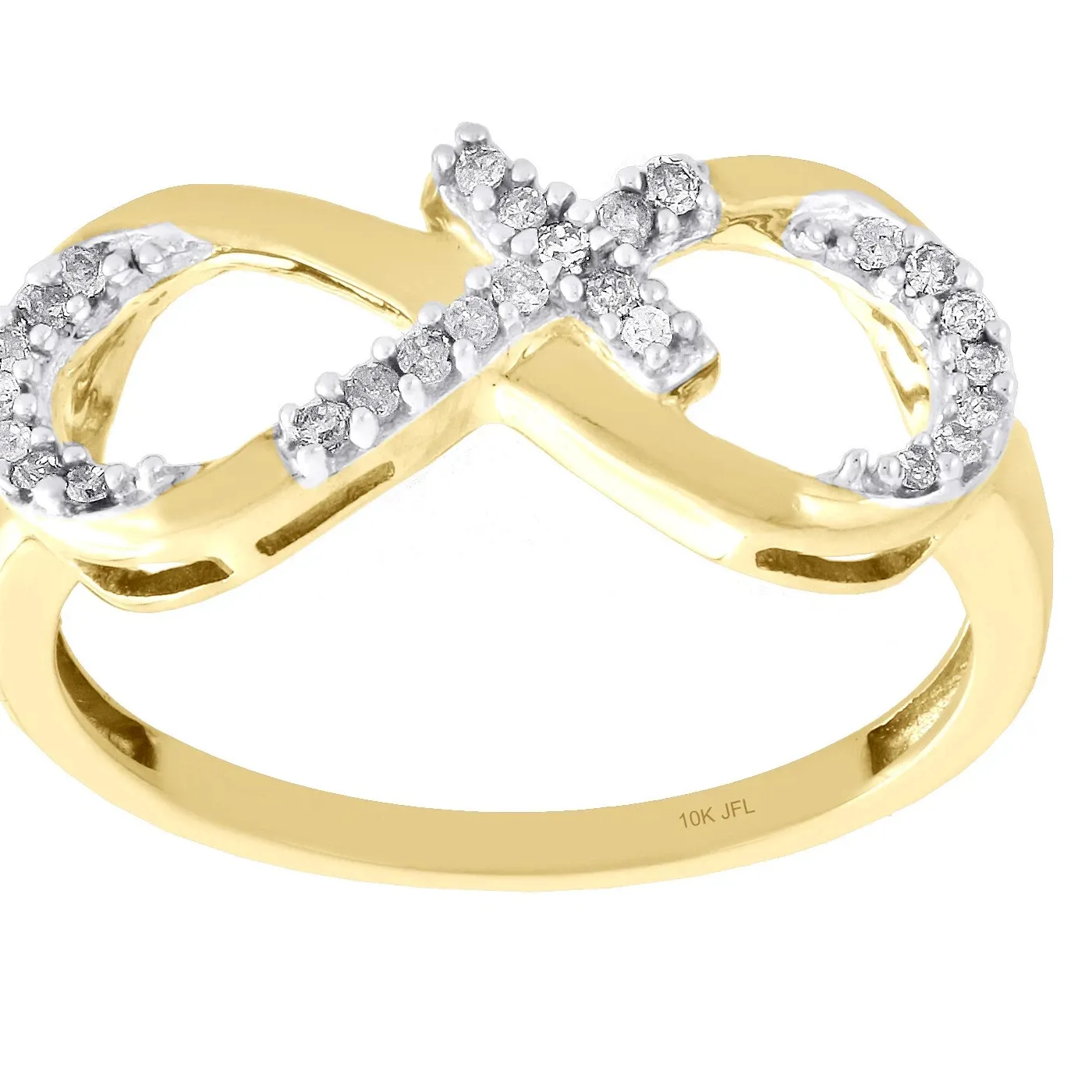 Authentic The Eternal Convergence 14K Gold- Plated Moissanite Infinity Cross Ring