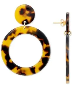 Authentic Tortoise Shell Whispers 18K Gold- Plated Lucite Hoops Of Shielding Grace