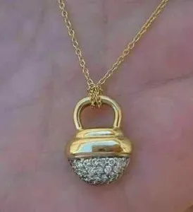 Authentic Golden Acorn Of Life 1 Carat Lab Created Diamond Pendant