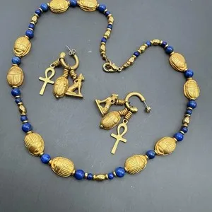 Authentic Golden Scarab Rebirth Amulet And Sacred Bead