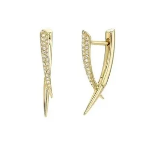 Authentic Celestial Crescent Wishbone Spike Hoops In Radiant Gold