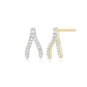 Authentic Radiant Fortune Wishbone Gold- Plated Silver Stud Talisman