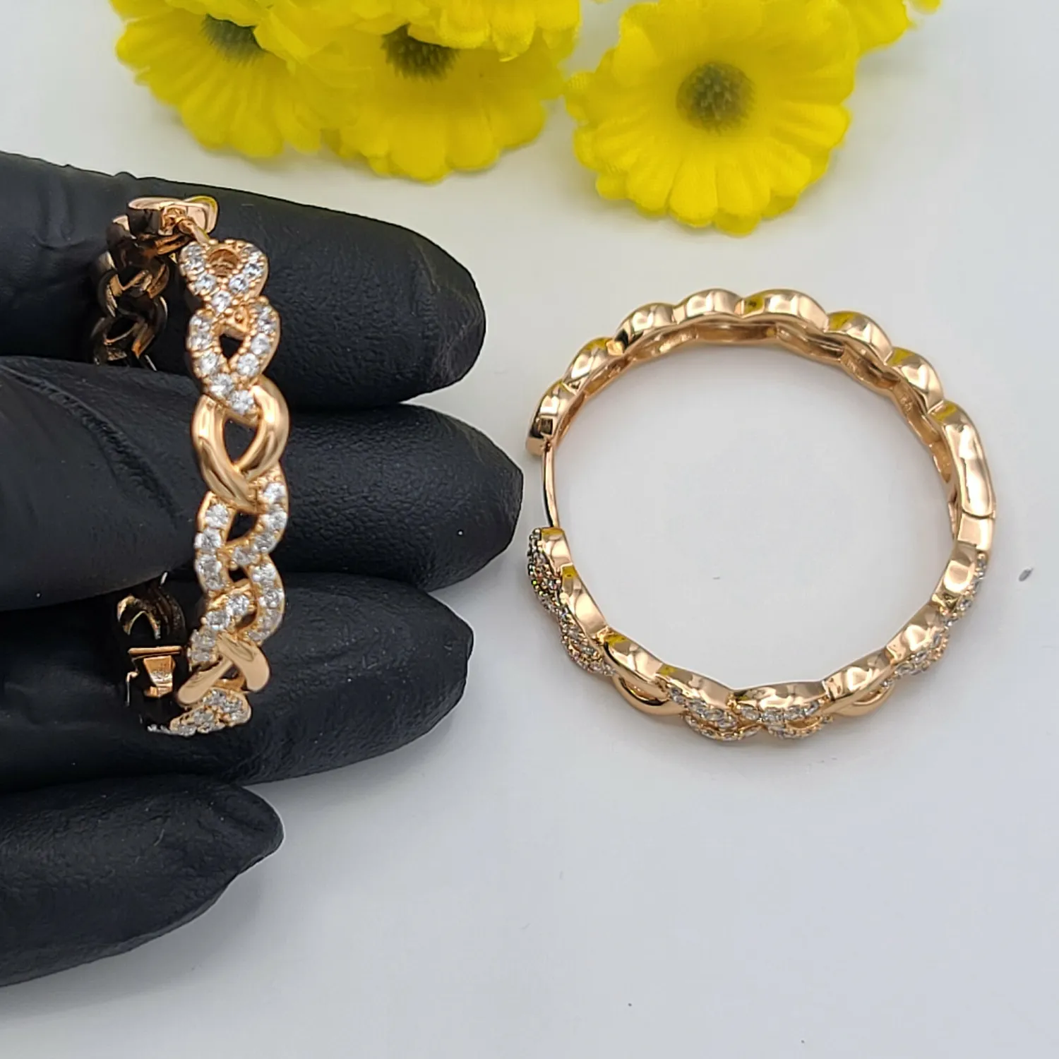 Authentic Eternal Embrace Infinity Crystal Hoop Talisman In 18K Gold Plate