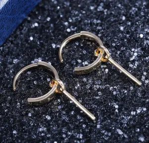 Authentic The Golden Threshold Key Dainty Hoop Earrings in 14K Yellow Gold Plate