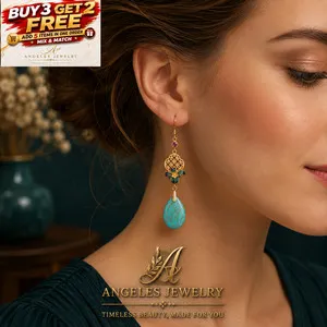 Authentic Whispering Azure Drop Earrings In Radiant 18K Gold