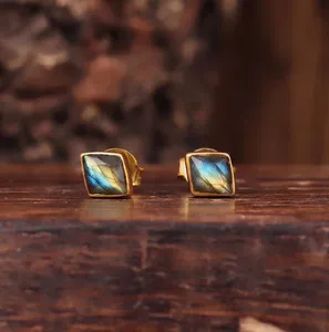 Authentic Aurora's Veil Labradorite Gold- Plated Talisman Studs