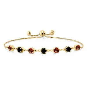Authentic The Crimson Flame: Garnet and Black Diamond Gold-Plated Bracelet