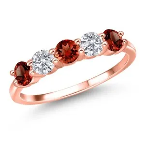 Authentic Red Garnet's Fiery Heart <br>Guarded by Lab Grown Diamond's Radiant Essence