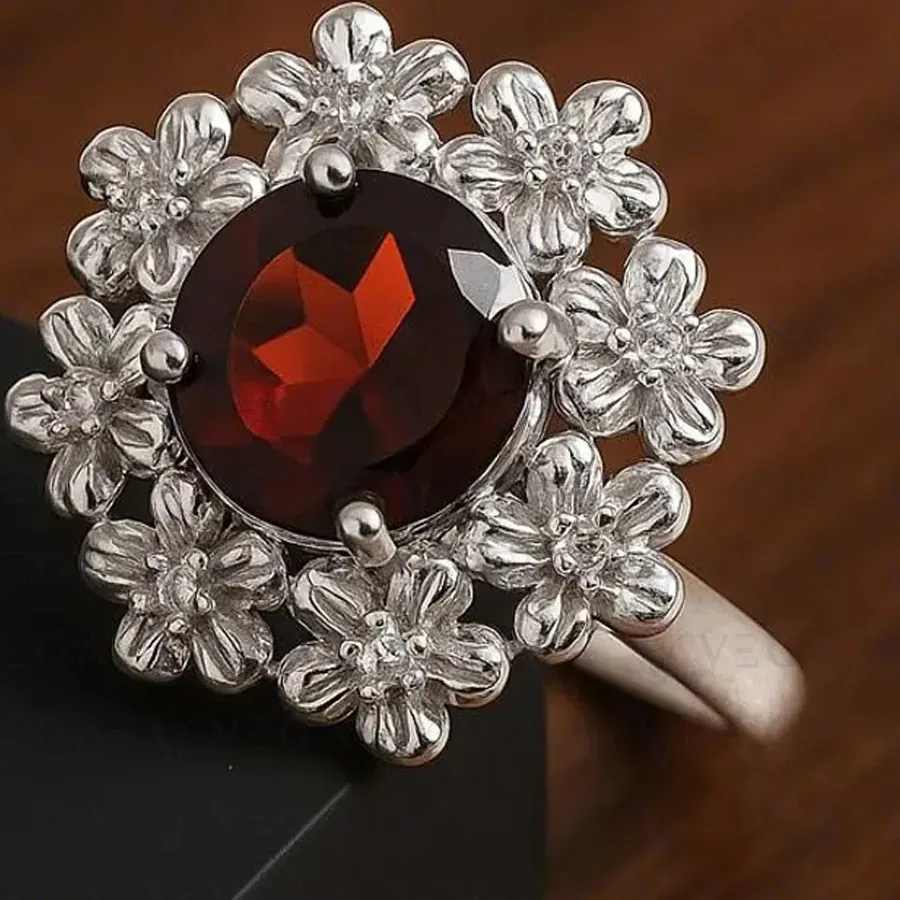 Authentic Crimson Covenant: 5‑Carat Garnet Ring of Eternal Love