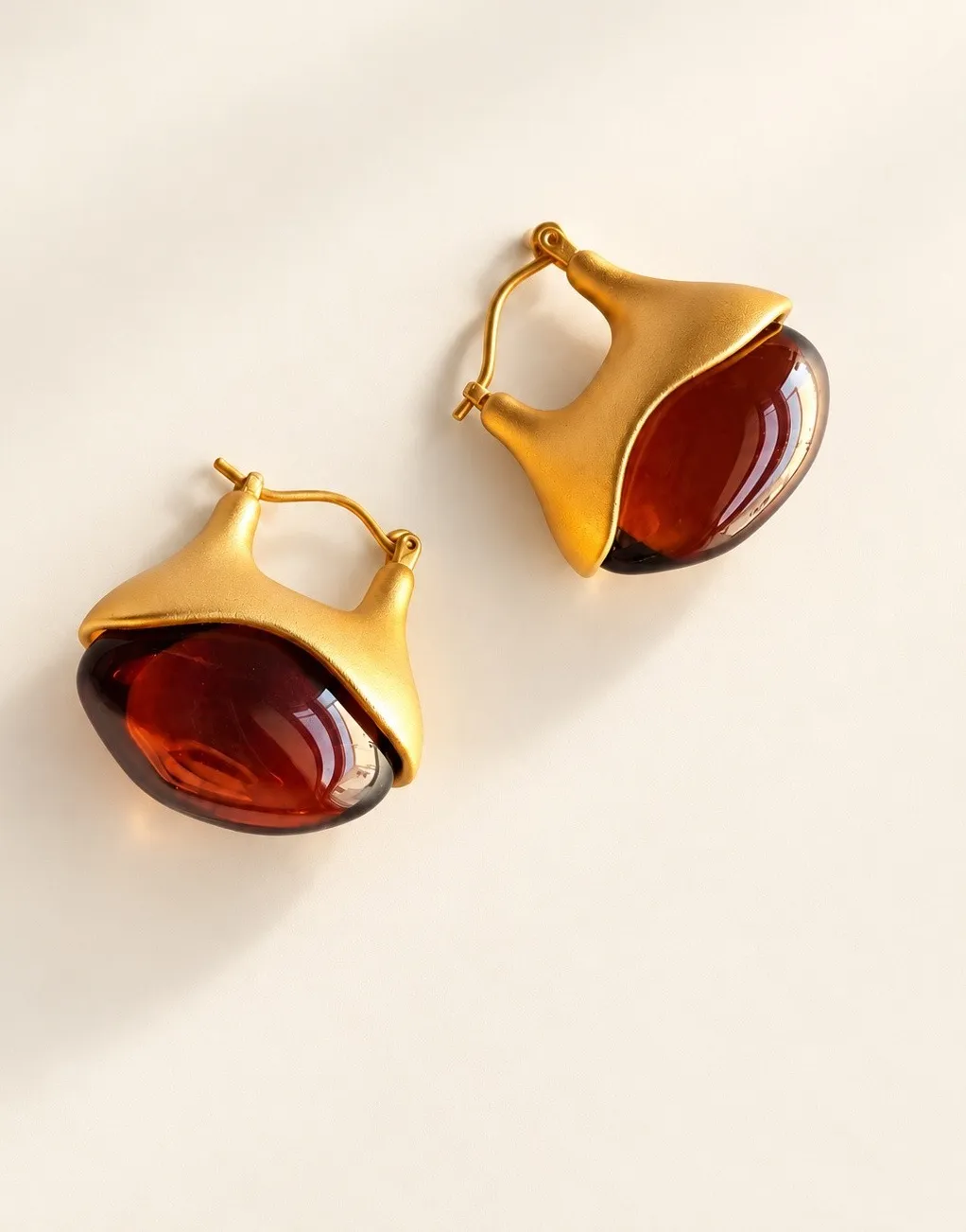 Authentic Sun- Kissed Resin Of The Ancients Drop Earrings In 14K Gold Plate