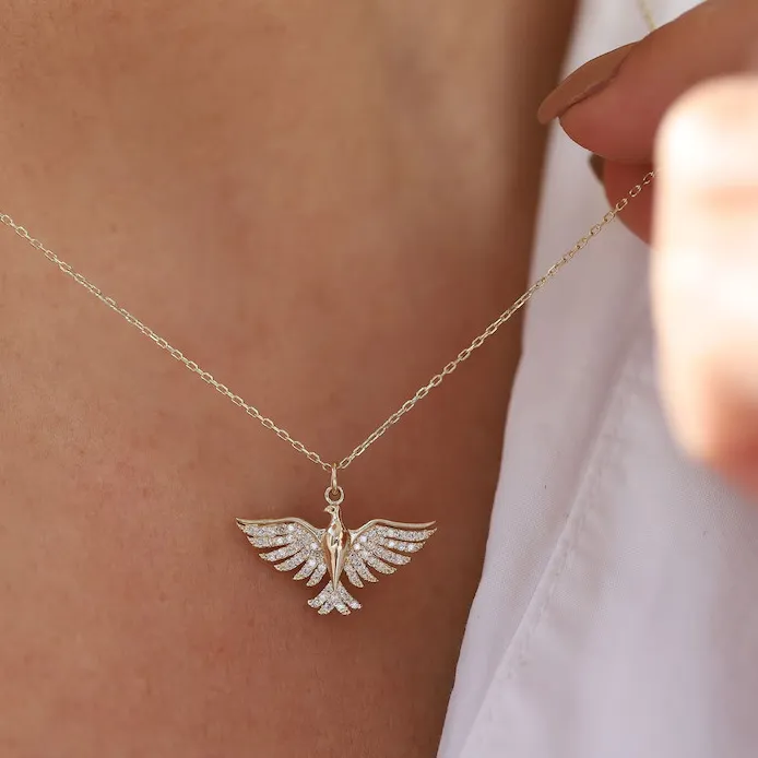 Authentic Phoenix Rebirth Pendant 14K Gold- Plated Radiance