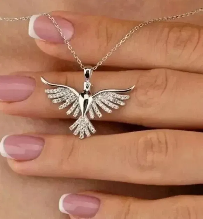 Authentic The Phoenix Rebirth 1.50 Carat Lab- Created Diamond Firebird Talisman In 14K White Gold Plated Sterling Silver