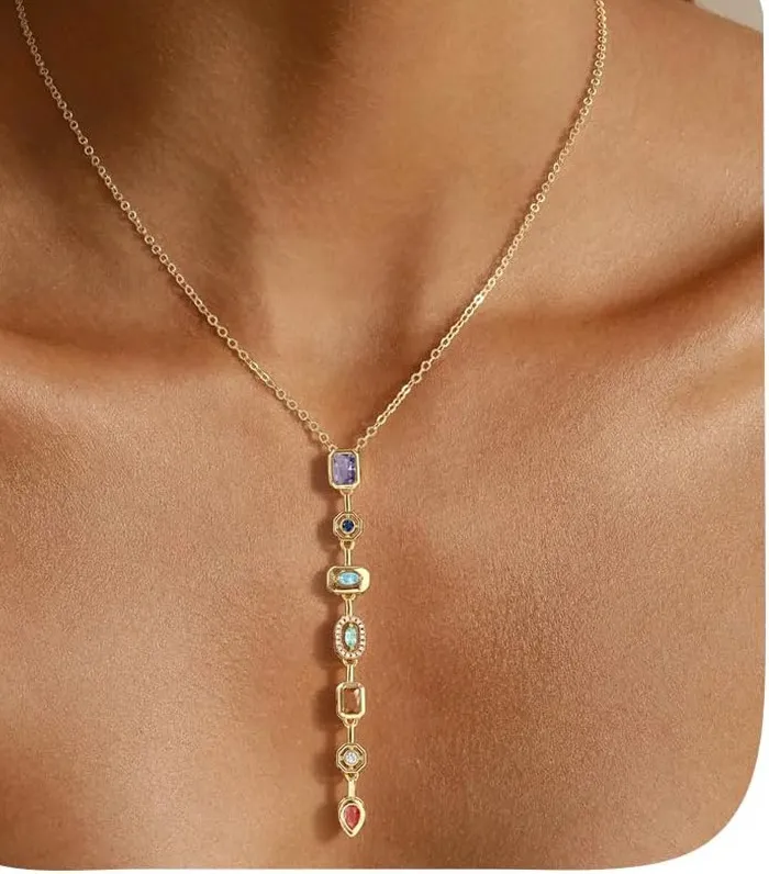 Authentic Radiant Lariat Of The Seven Sacred Energy Centers In 14K Gold