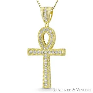 Authentic Eternal Key Of Life- Egyptian Ankh Talisman With Crystal And Gold