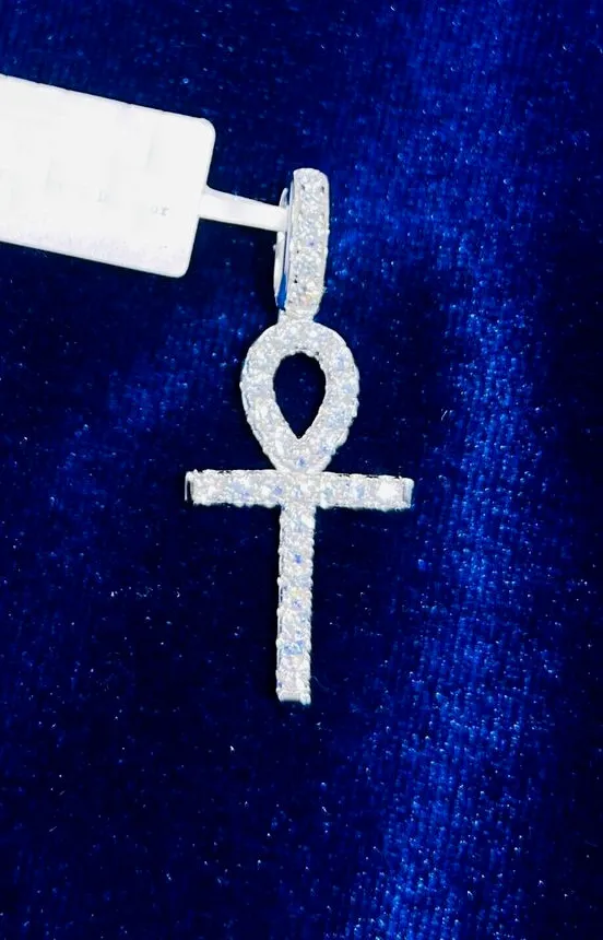 Authentic Celestial Ankh Cross 1.5 Carat Moissanite, Gold Plated Silver
