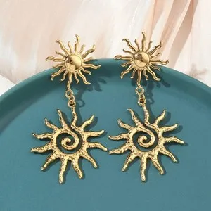 Authentic Radiant Solar Eclipse 18K Gold- Plated Stud Earrings