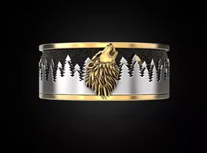 The Wild Guardian Howling Wolf Ring In 14K Gold- Plated Silver