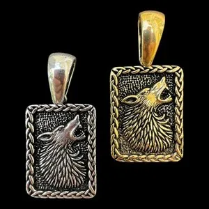 Authentic Howling Wolf Pendant Gold Plated Silver Talisman Of Midnight Protection
