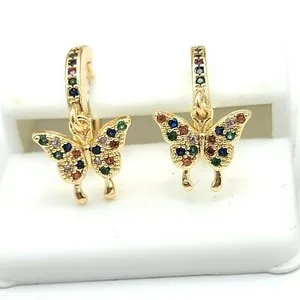 Authentic Wings Of Illumination Gold- Plated Crystal Butterfly Hoop Talisman