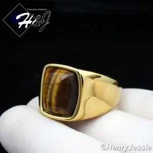 Authentic Tiger Eye Stone Gold Plated Ring Size 8- 13 Tgr110