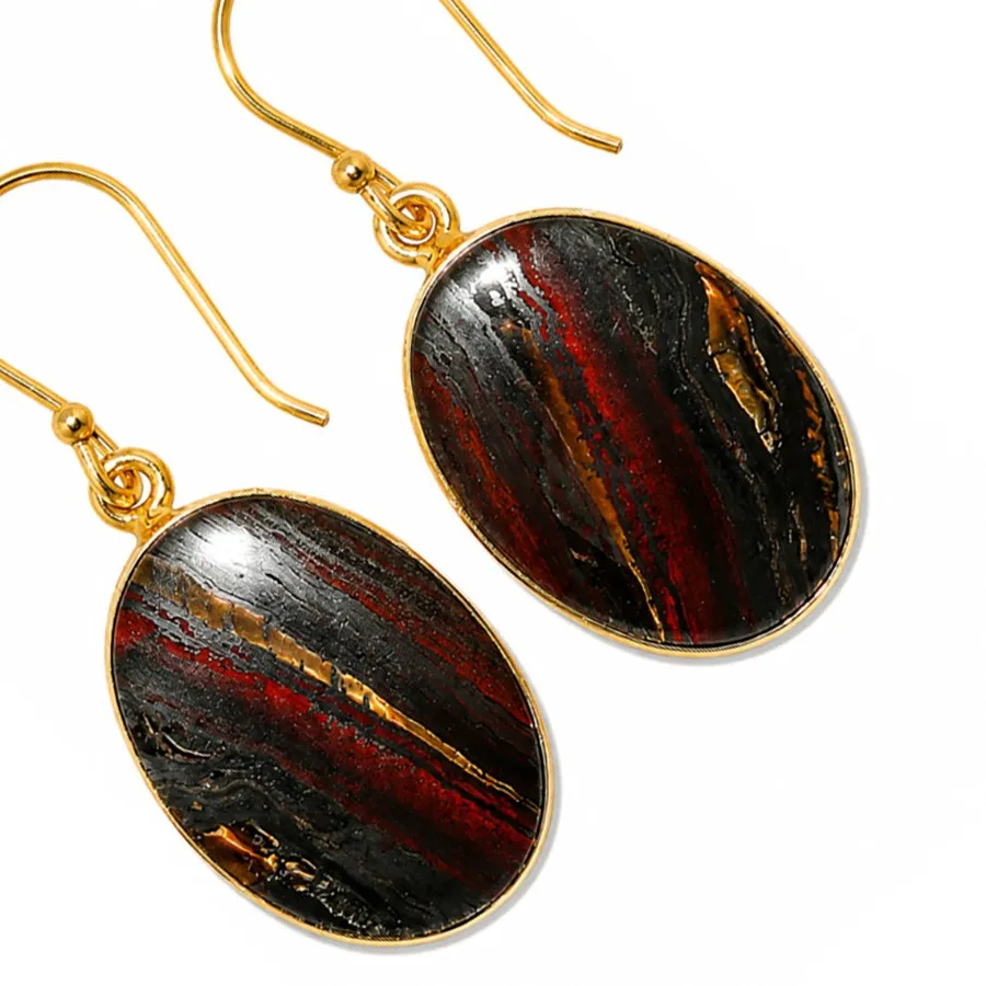Authentic Golden Gaze Tiger Eye Sacred Geometry Talisman Earrings