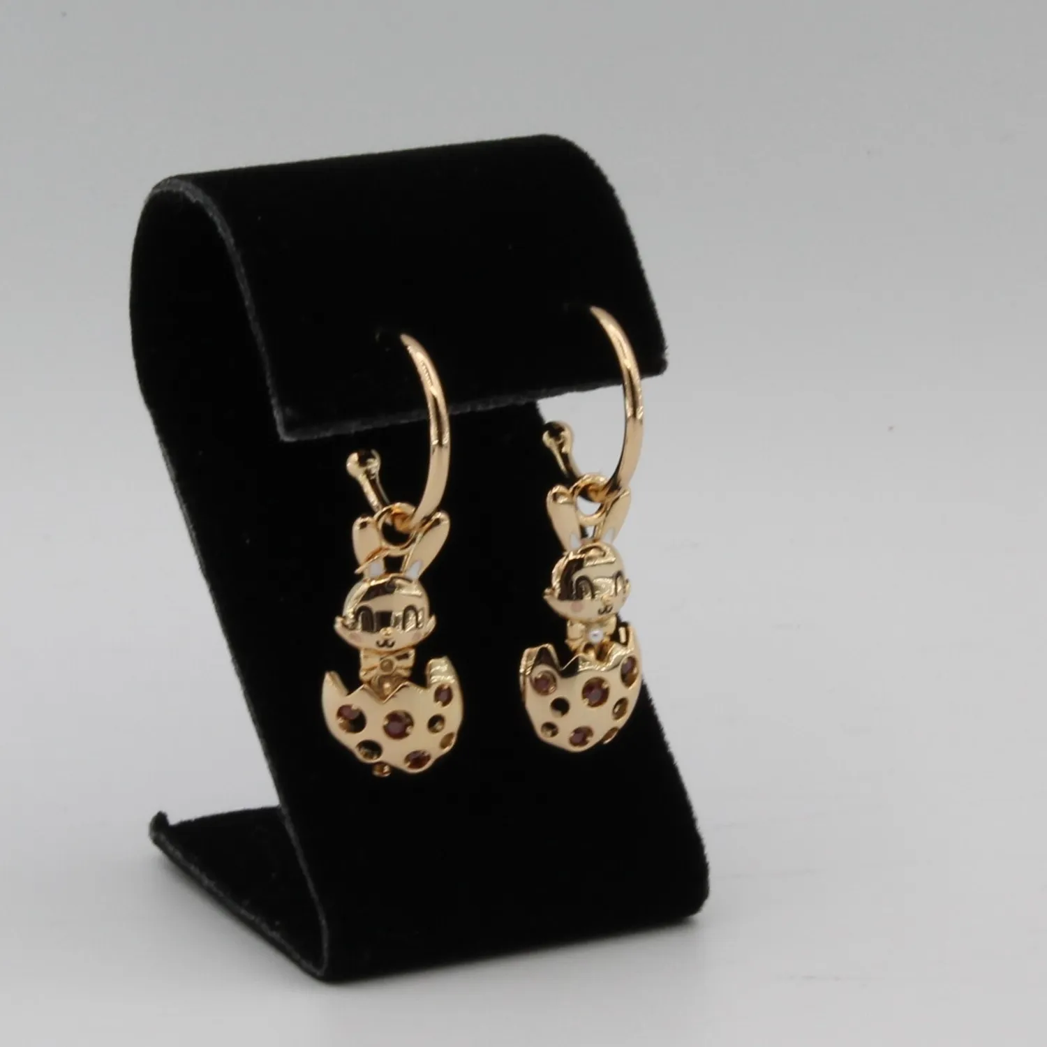 Authentic Crimson Bunny Halo Gold Plated Rabbit Hoops
