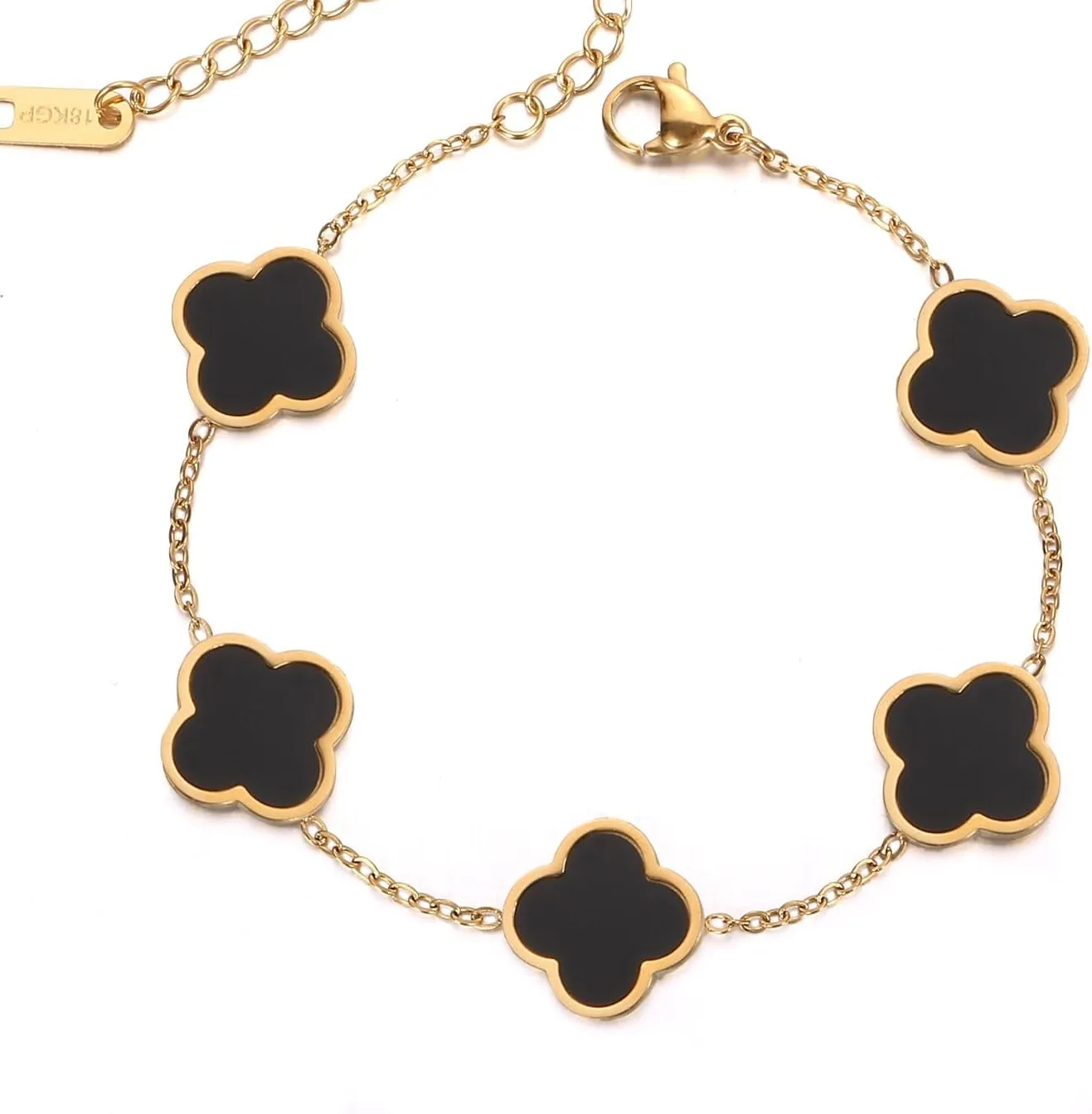 Four Leaf Fortune Bracelet 18K Gold- Plated Clover Talisman