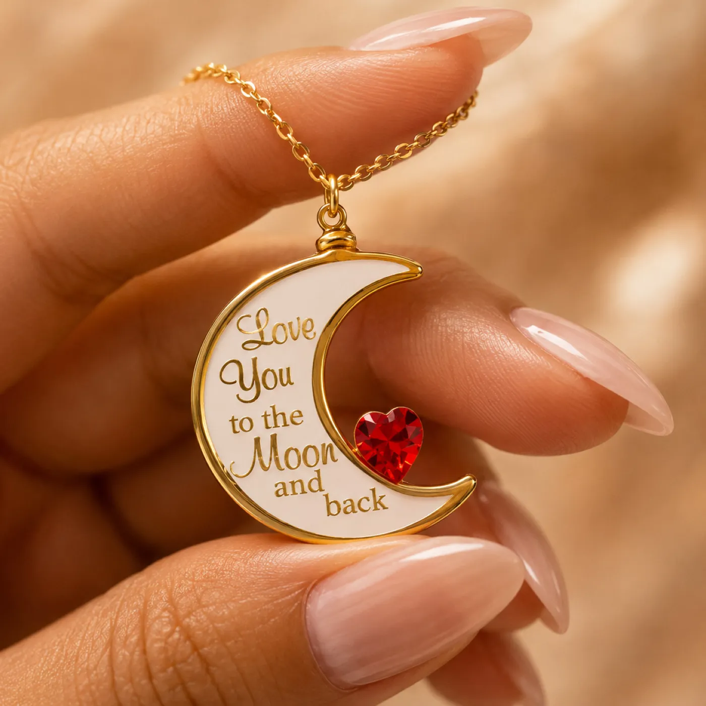 Authentic Love You to the Moon Necklace Moon Heart Pendant Gold Plated Chain Gift