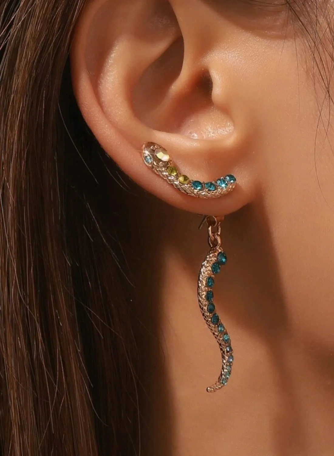 Authentic Serpent Of The Azure Depths Gold- Plated Dangle Earrings