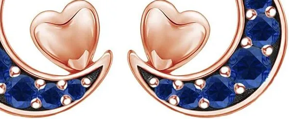 Authentic Moonlit Heart: Sapphire‑Shaded Silver Studs