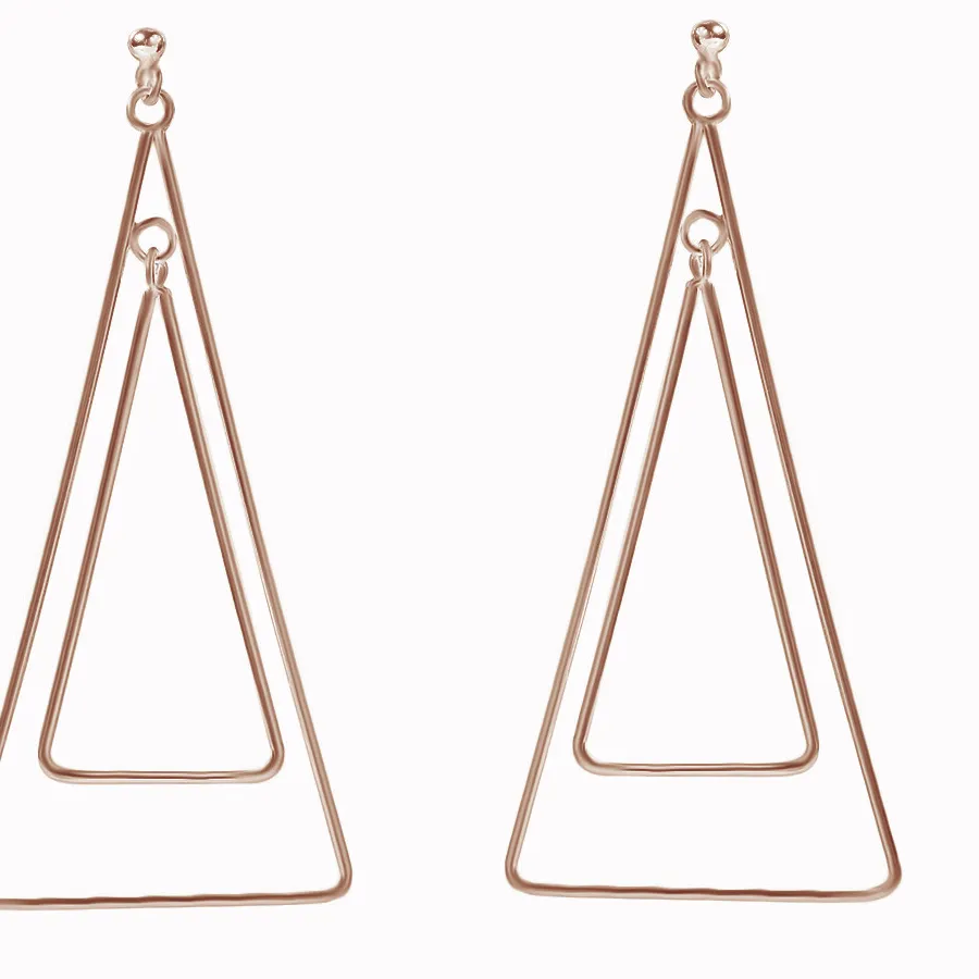 Authentic Twin Trifecta Rose Gold Spiraled Triangles Of Protection