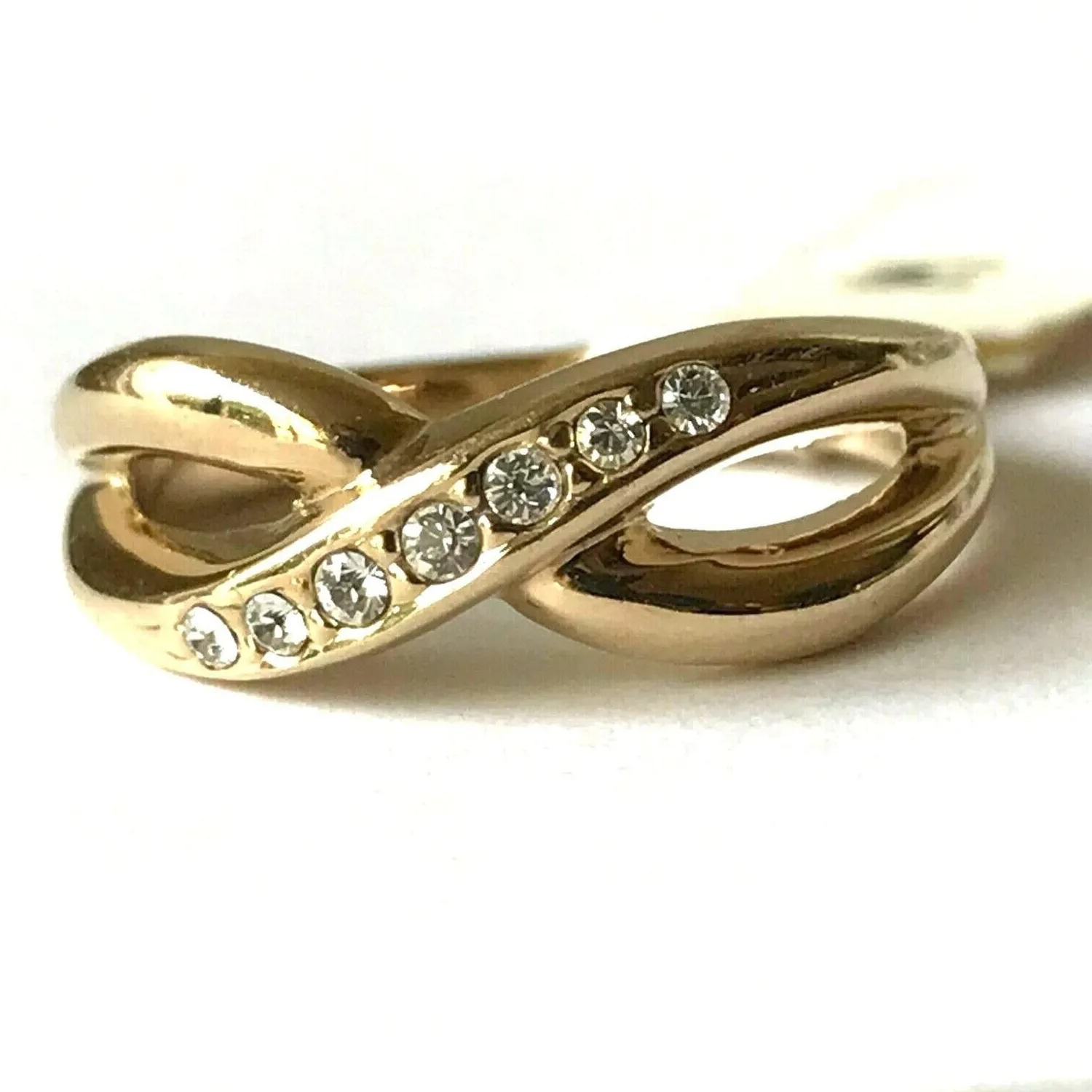 Authentic Eternal Infinity Criss- Cross Talisman Ring- Gold Plated Size 9