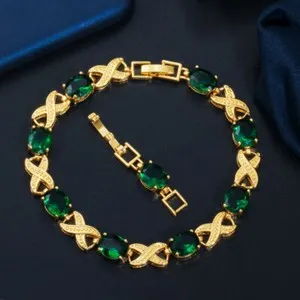 Authentic Eternal Flame Red Cubic Zirconia Infinity Gold Plated Bangle