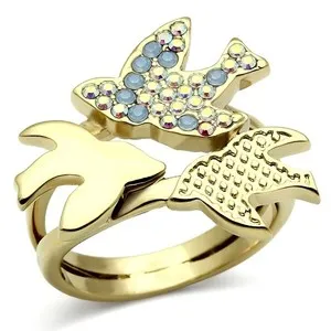 Authentic Dove Ring, Multicolor Top Grade Crystal, 14K Gold Plated