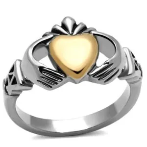 Authentic Two Tone Claddagh Ring Gold Plated Tk316