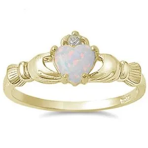 Authentic Celestial White Opal Claddagh Talisman
