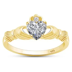 Authentic Heart Shaped Claddagh Gold Plated Talisman