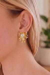 Authentic Celestial Bloom Radiant Heart Studs