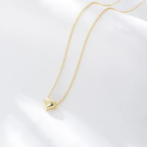 Authentic Women 18K Gold Plated Heart Pendant Chain Necklace PE49