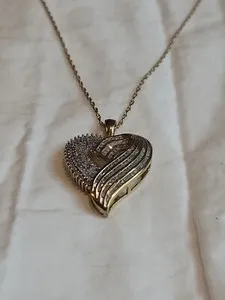 Authentic Eternal Treasures 18k Gold Plated 925 1.0 CTTW Diamond Heart Pendant Necklace