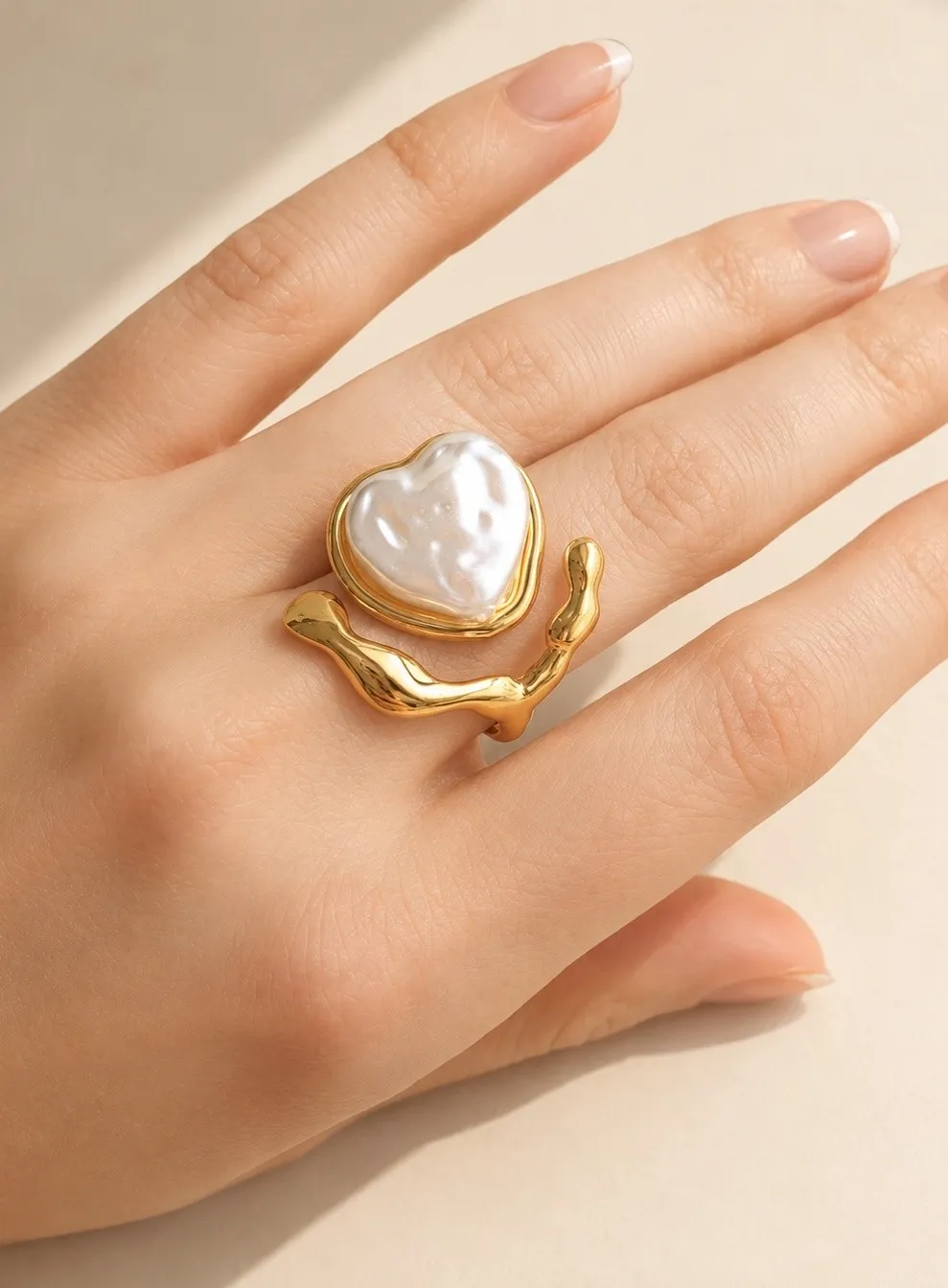 Authentic Vessel Of The Heart Baroque Pearl & Gold- Plated Talisman Ring