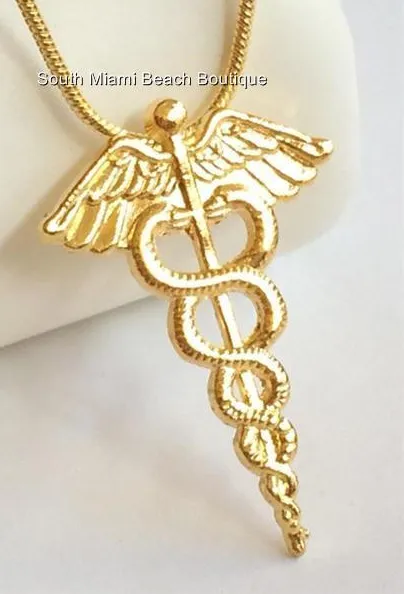 Authentic Celestial Caduceus Gold Plated Guardian Of Healing