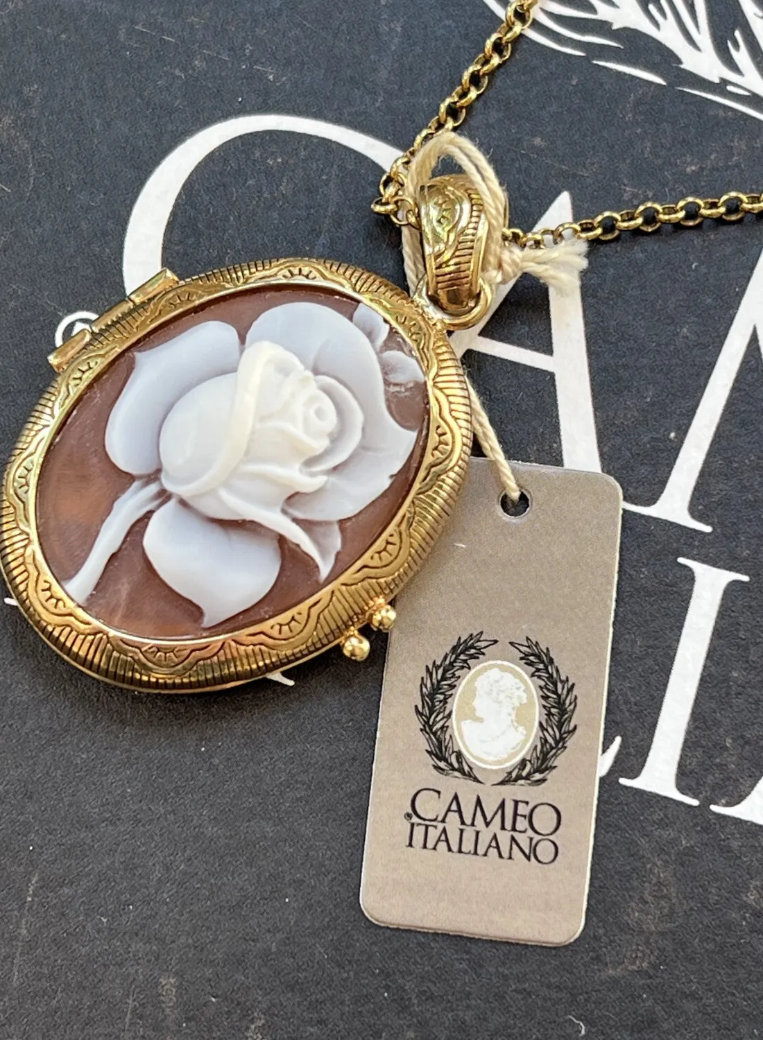 Authentic The Whispering Rose Cameo Golden Talisman